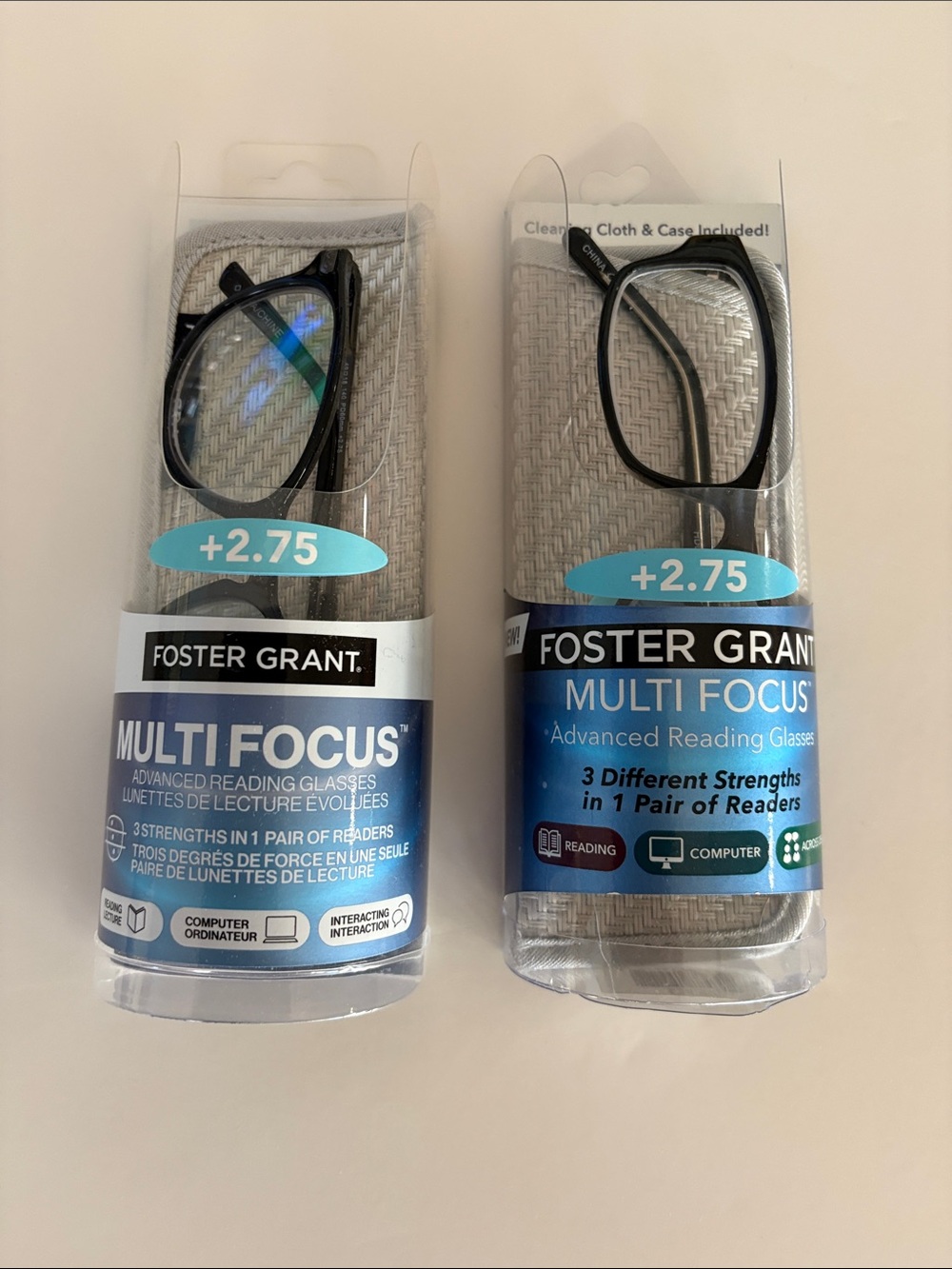 Foster Grant Multi Focus Reading Glasses in Black TWO PAIRS NWT